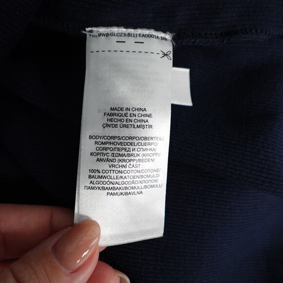 Ralph Lauren Top Womens Large Long Sleeve Button Preppy Navy Ribbed Knit Blue - Picture 8 of 10